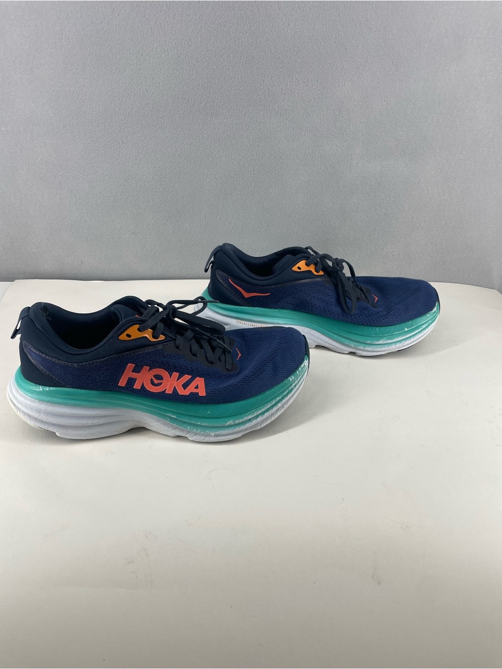 HOKA Bondi 8 Women's Size 9.5 B Road Running Shoes Blue Green Orange